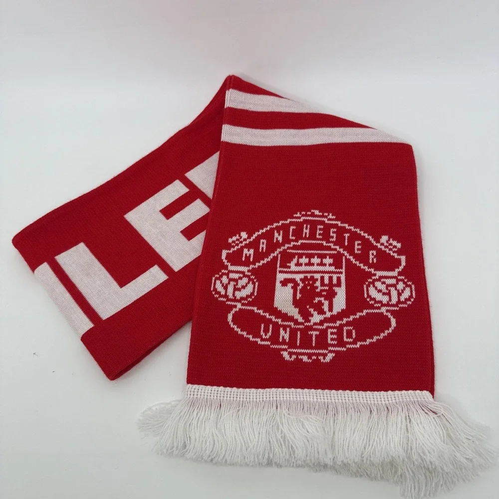 Manchester United Scarf Red White Knit UK Made Official Kohler Sponsor Football